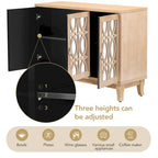 3 Door Mirrored Buffet Cabinet with Silver Handle for Living room and Dining