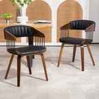 Beaumont Black Faux Leather Dining Chair with Walnut Wood Frame and Legs