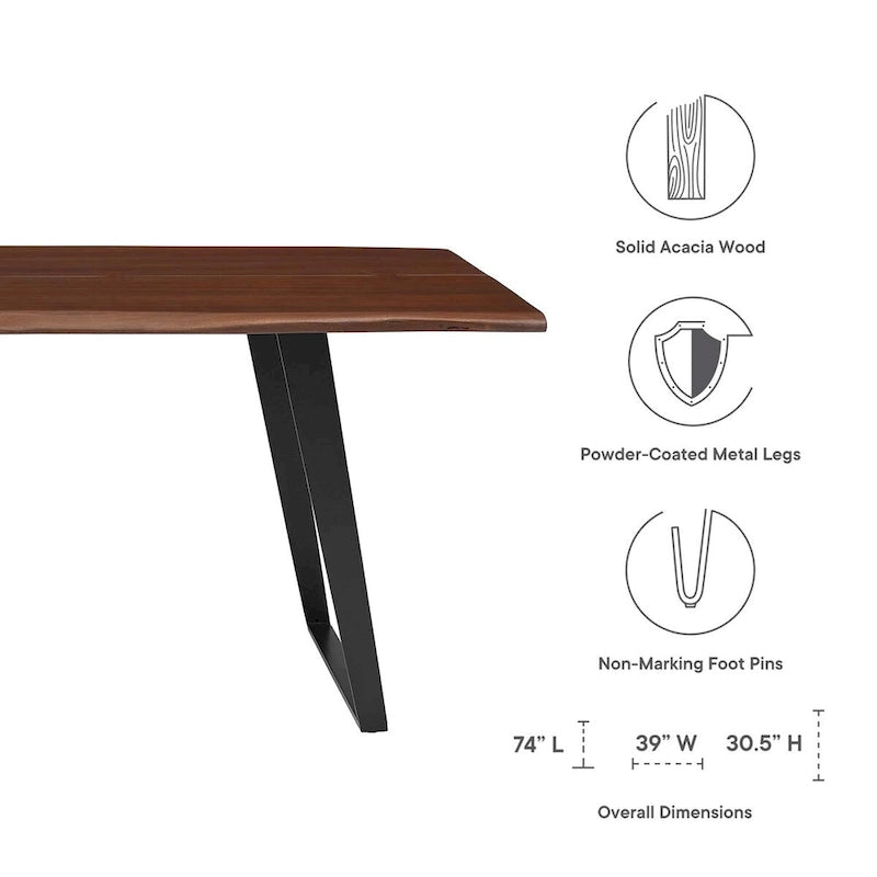 Viggo 74  Live Edge Acacia Wood Dining Table