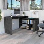 L-Shaped Desk for Office,Living Room ,Apartment, Smokey Oak