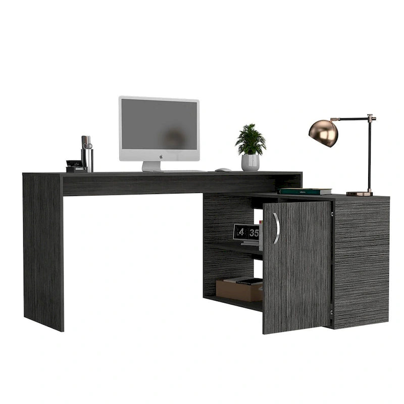 L-Shaped Desk for Office,Living Room ,Apartment, Smokey Oak