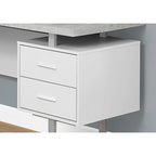 71  Grey L-Shape Computer Desk With Three Drawers