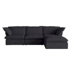 L-shape Linen Multiple Cushions Sofa Upholstered Sectional Sofa with Storage Ottoman