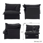 L-shape Linen Multiple Cushions Sofa Upholstered Sectional Sofa with Storage Ottoman