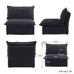 L-shape Linen Multiple Cushions Sofa Upholstered Sectional Sofa with Storage Ottoman