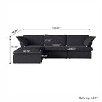 L-shape Linen Multiple Cushions Sofa Upholstered Sectional Sofa with Storage Ottoman