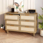 Accent Storage Cabinet 6-drawers Rattan dresser Rattan Drawer