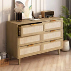 Accent Storage Cabinet 6-drawers Rattan dresser Rattan Drawer