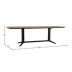Lydia 102  Wide Teak Dining Table, Black