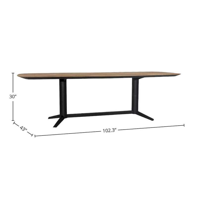 Lydia 102  Wide Teak Dining Table, Black
