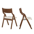 Set of 2 Upholstered Folding Dining Chairs - Space-Saving & Portable Design for Dining Room - Elegant Walnut Finish
