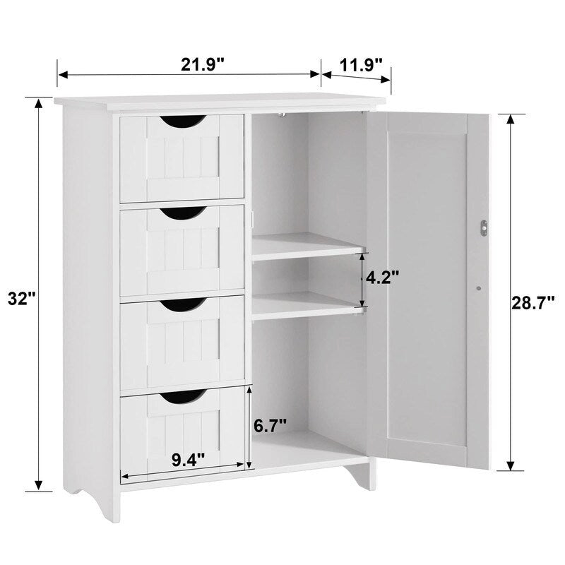 Bathroom Storage Cabinet - 11.9 D x 21.9 W x 32 H