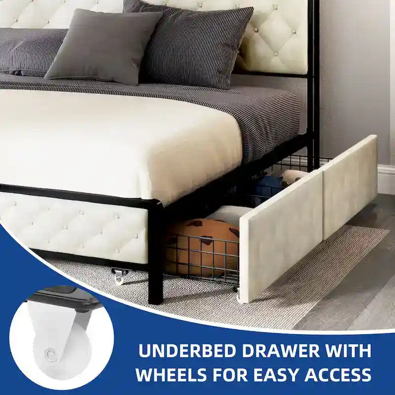 Moasis Upholstered Headboard Platform Bed Frame