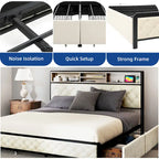 Moasis Upholstered Headboard Platform Bed Frame