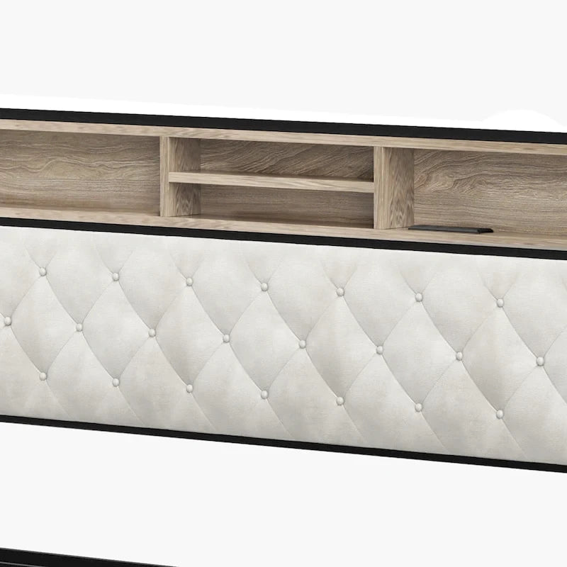 Moasis Upholstered Headboard Platform Bed Frame