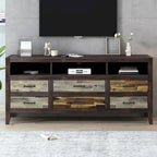 Retro Distressed Wooden TV Stand for TVs up to 65 Inches, Entertainment Center Media Console with 6 Drawers and 3 Shelves