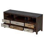 Retro Distressed Wooden TV Stand for TVs up to 65 Inches, Entertainment Center Media Console with 6 Drawers and 3 Shelves