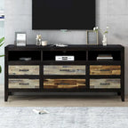 Retro Distressed Wooden TV Stand for TVs up to 65 Inches, Entertainment Center Media Console with 6 Drawers and 3 Shelves