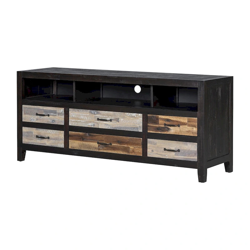 Retro Distressed Wooden TV Stand for TVs up to 65 Inches, Entertainment Center Media Console with 6 Drawers and 3 Shelves