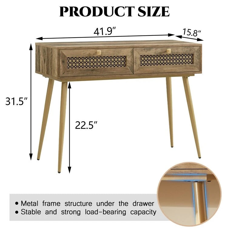 41.9  Wood 2-Drawer Entryway Console Table
