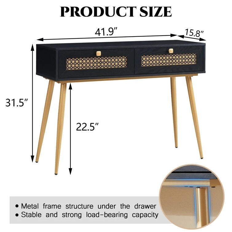 41.9  Wood 2-Drawer Entryway Console Table