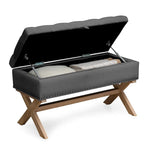 35 Inch Storage Ottoman,Button-Tufted Ottoman Linen Storage Bench