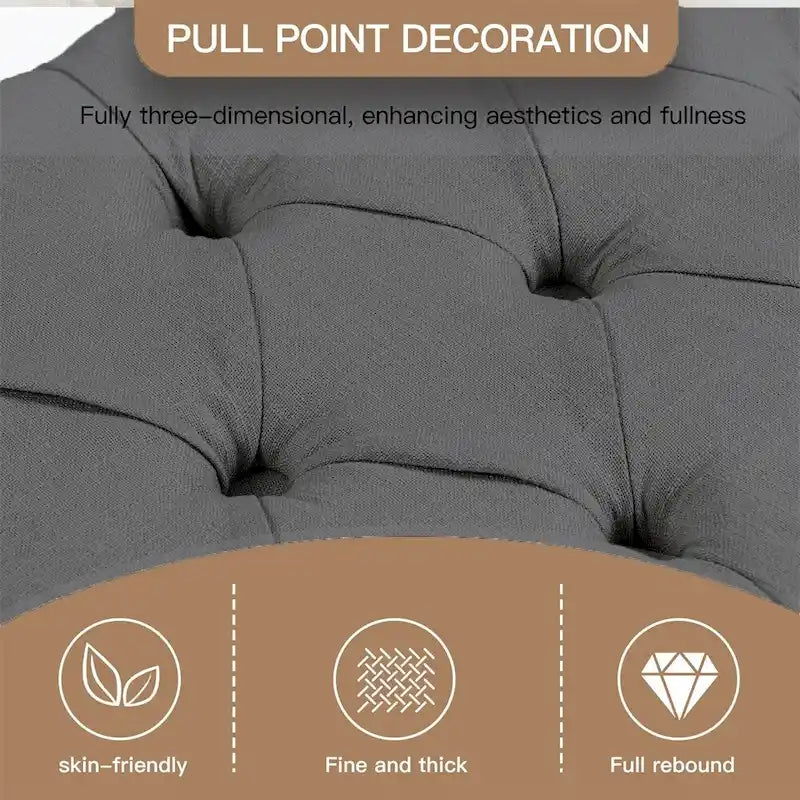 35 Inch Storage Ottoman,Button-Tufted Ottoman Linen Storage Bench