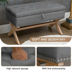 35 Inch Storage Ottoman,Button-Tufted Ottoman Linen Storage Bench