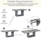 Contemporary 6-Piece 78inch Extendable Pedestal Dining Table Set