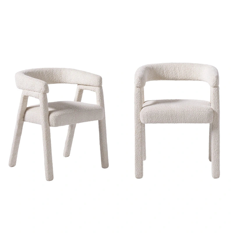 Middlebrook Modern Boucle Curved Solid Wood Dining Chair (Set of 2)