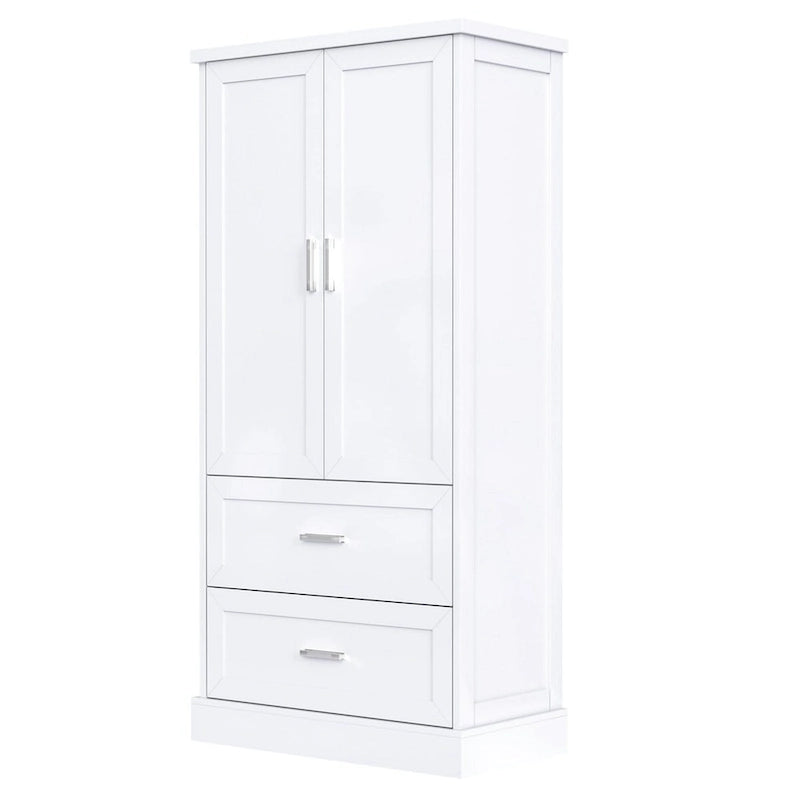 64  Tall Bathroom Storage Cabinet with Two Doors, Drawers