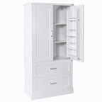 64  Tall Bathroom Storage Cabinet with Two Doors, Drawers
