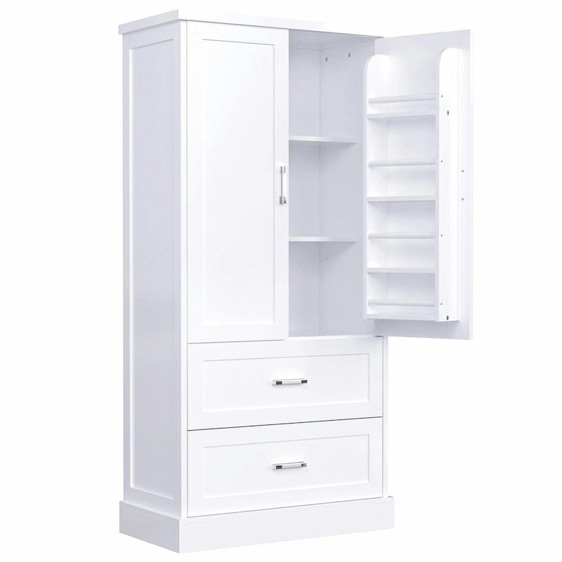 64  Tall Bathroom Storage Cabinet with Two Doors, Drawers