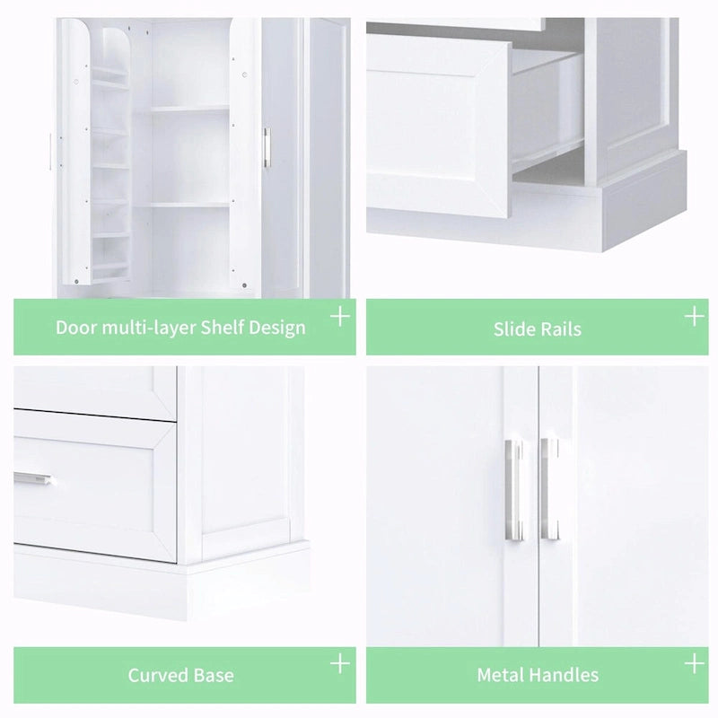 64  Tall Bathroom Storage Cabinet with Two Doors, Drawers