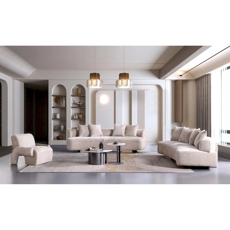 Manhattan Comfort 3 Piece Modern Verandah Chenille Multi Sofa Set