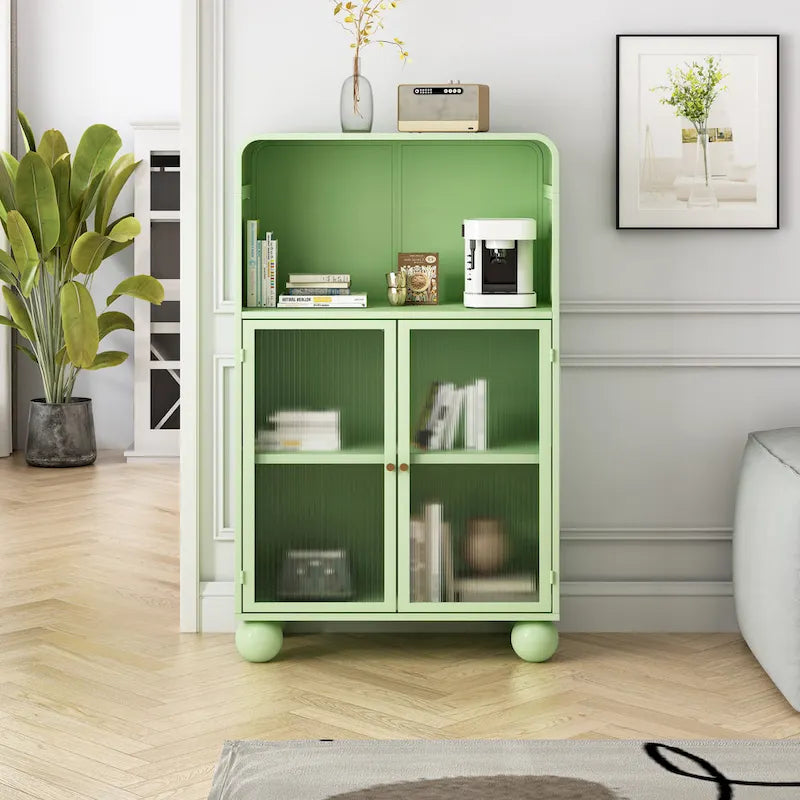 Freestanding Floor Cabinet With Glass Door