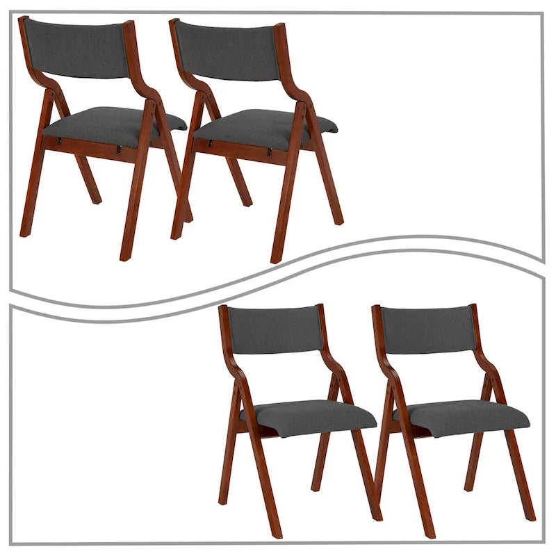 Vintage Fabric Upholstered Foldable Chairs, Set of 2