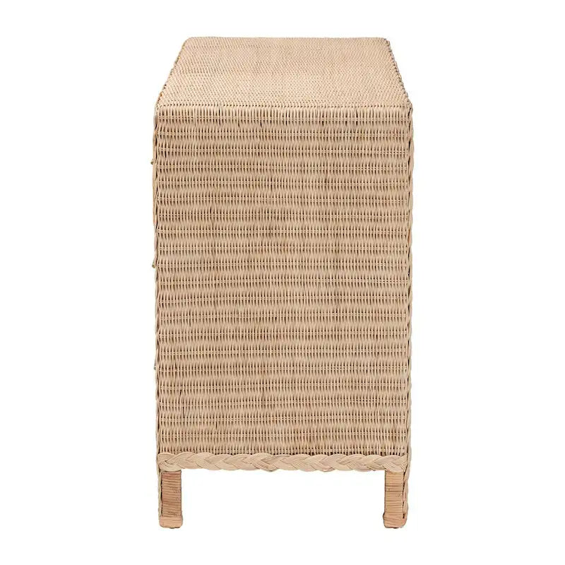 Lanica Japandi Sun-Bleached Braided Rattan 6-Drawer Dresser