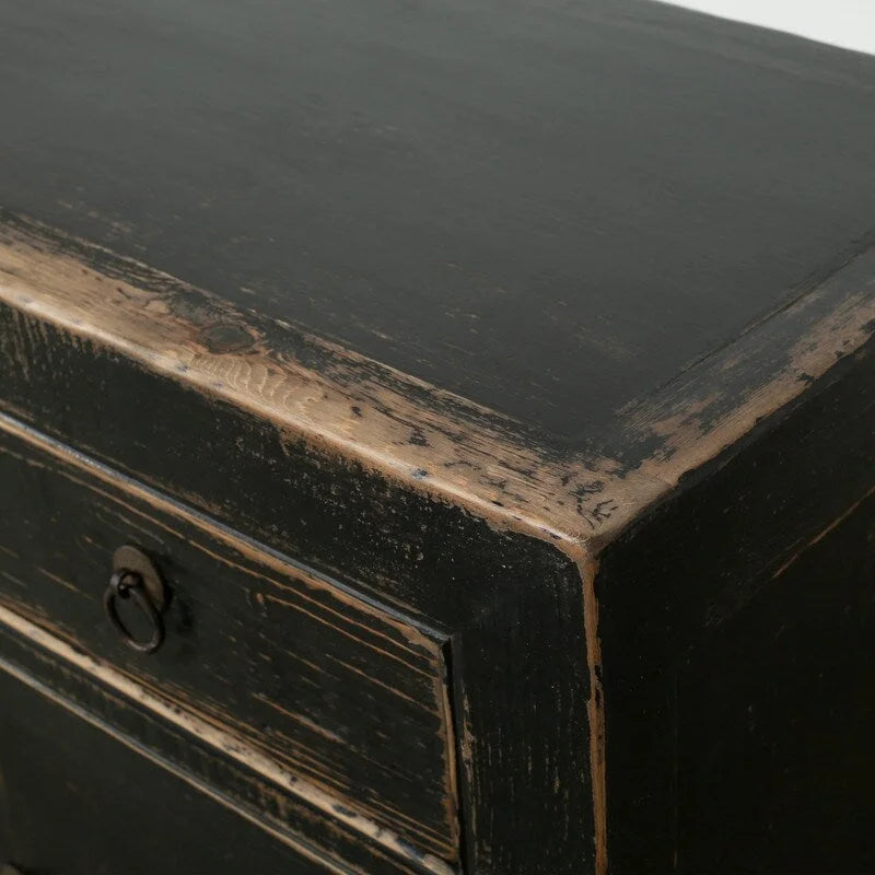 Two Drawers Cabient Distressed Black 39x18x35H