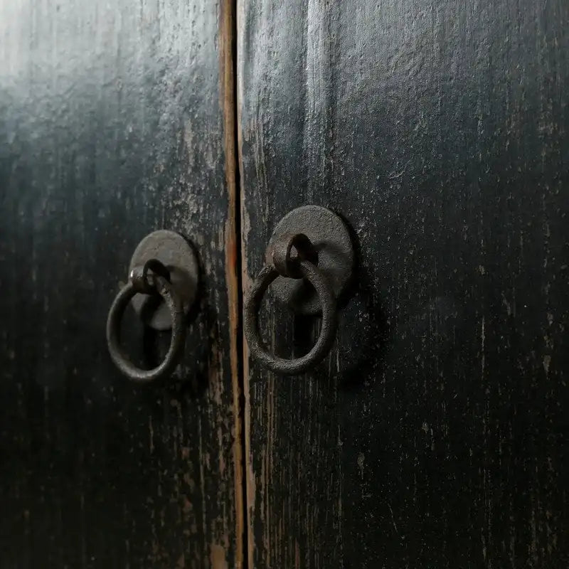 Two Drawers Cabient Distressed Black 39x18x35H