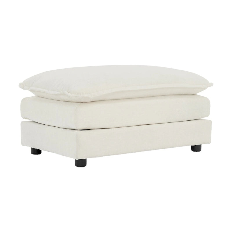 Chenille Fabric Ottomans Footrest to Combine with 2 Seater Sofa, 3 Seater Sofa and 4 Seater Sofa, White Chenille