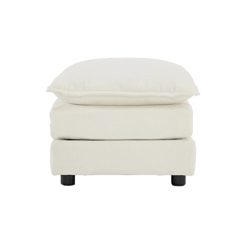 Chenille Fabric Ottomans Footrest to Combine with 2 Seater Sofa, 3 Seater Sofa and 4 Seater Sofa, White Chenille