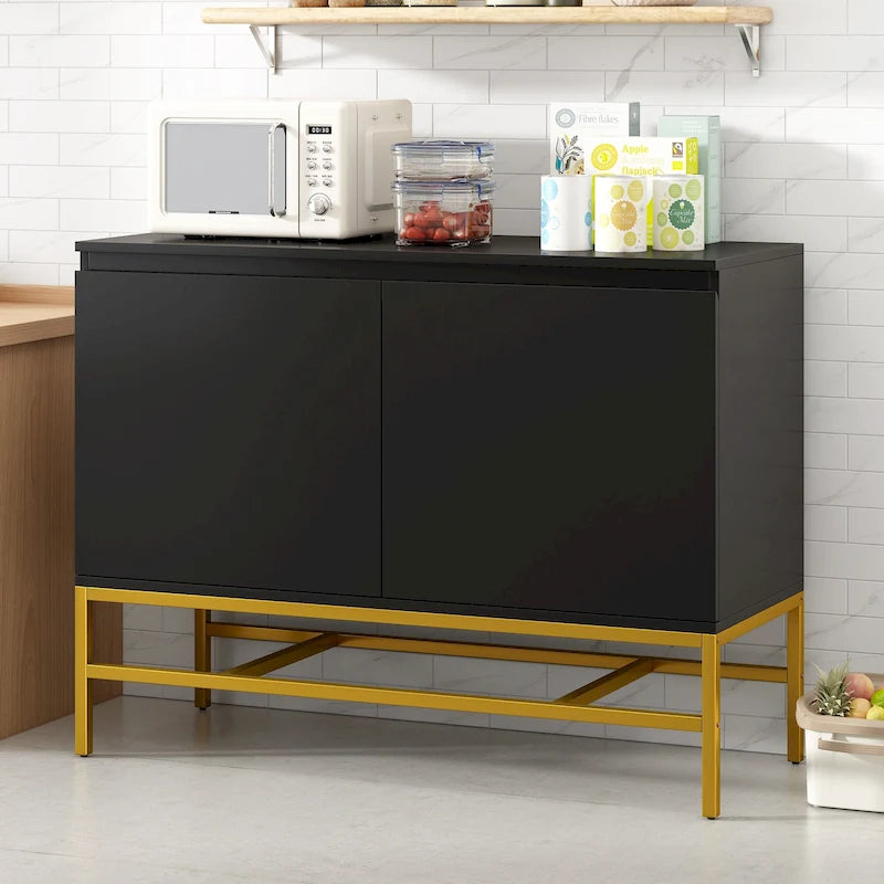 Minimalist & Luxury Cabinet 2 Door Sideboard with Metal Legs