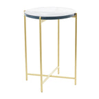 Metal X-Shaped Side End Accent Table with Textured Glass Tabletop - Gold or Black- Roche River Decor