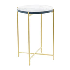 Metal X-Shaped Side End Accent Table with Textured Glass Tabletop - Gold or Black- Roche River Decor