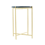 Metal X-Shaped Side End Accent Table with Textured Glass Tabletop - Gold or Black- Roche River Decor