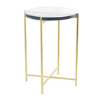 Metal X-Shaped Side End Accent Table with Textured Glass Tabletop - Gold or Black- Roche River Decor