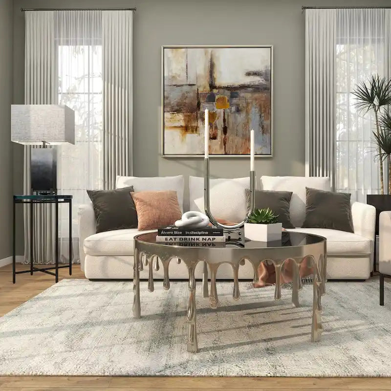 Metal X-Shaped Side End Accent Table with Textured Glass Tabletop - Gold or Black- Roche River Decor