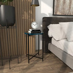 Metal X-Shaped Side End Accent Table with Textured Glass Tabletop - Gold or Black- Roche River Decor