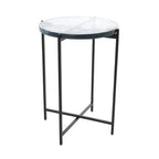 Metal X-Shaped Side End Accent Table with Textured Glass Tabletop - Gold or Black- Roche River Decor